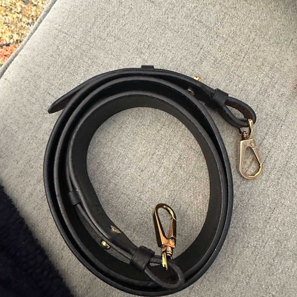 Louis Vuitton Monogram and Black Leather Strap with Gold Hardware